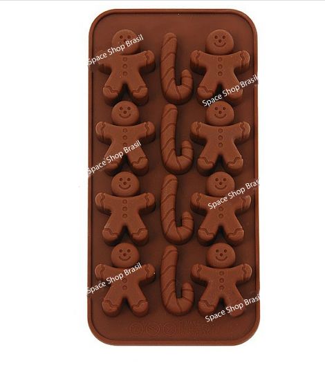 Molde de silicone com 12 slots biscoito e bengala - frete gr